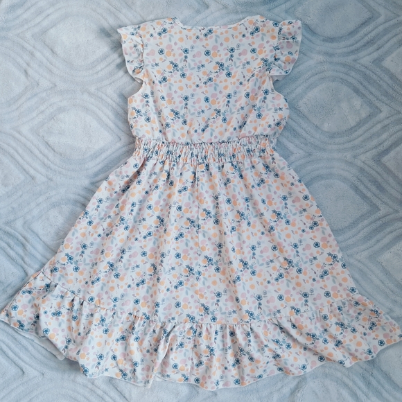 Blue and Yellow Floral Kids Dress - Picture 3 of 4